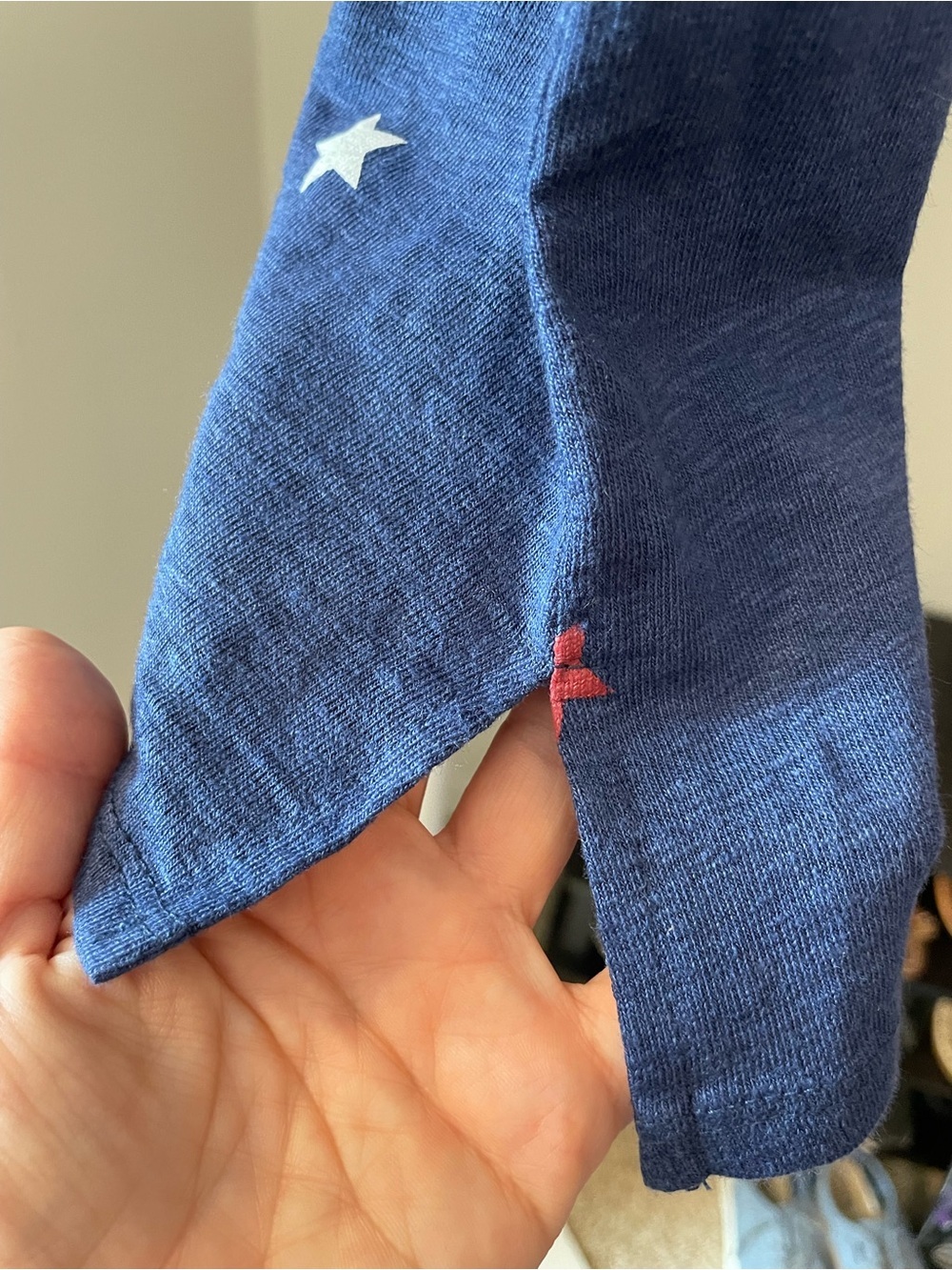 Chaser Navy Star Print Linen Tank Top - Blue, White & Red Stars - Picture 5 of 6